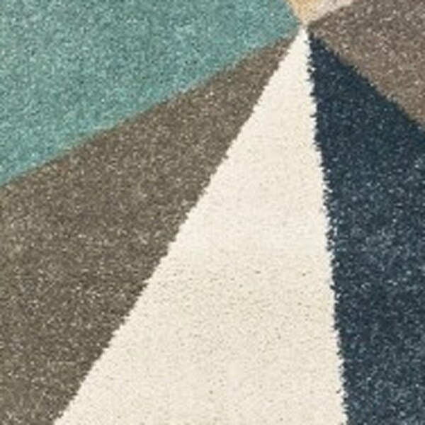 Homeroots 2 x 3 ft. Blue Green Beige Retro Wedge Indoor Area Rug - 384285