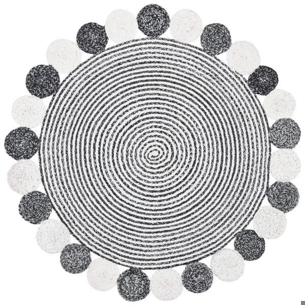 Safavieh 3 x 3 ft. Cape Cod Round Area Rug, Charcoal & Ivory - CAP231H-3R