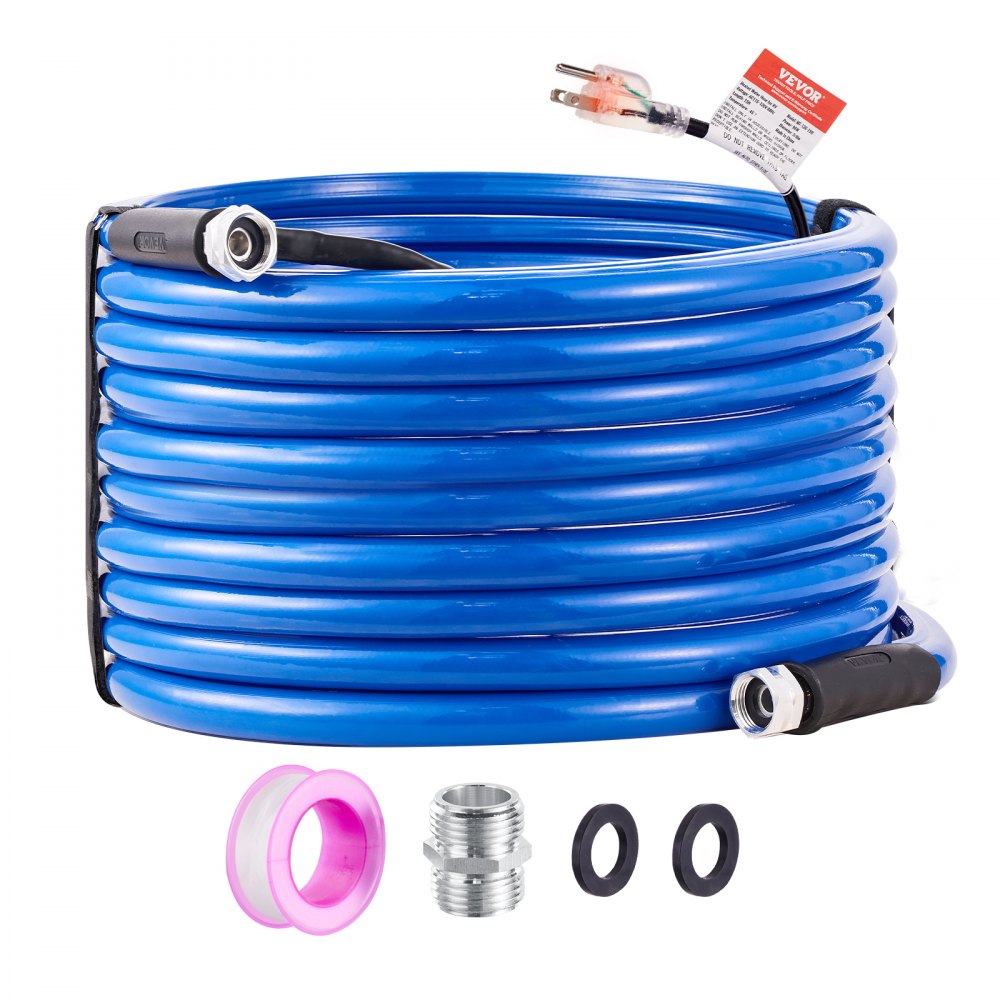VEVOR 75ft Heated Water Hose for RV, Heated Drinking Water Hose Antifreeze to -45°F, Automatic Self-regulating, 5/8" I.D. with 3/4" GHT Adapter, Lead and BPA Free - GHKJRSG75YC0UD0WWV1