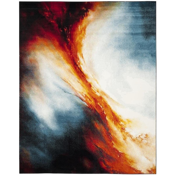 Flowers First 8 x 10 ft. Galaxy Power Loomed Area Rug, Orange & Multi Color - Large Rectangle - FL1909610