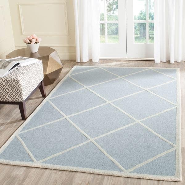 Safavieh Cambridge Hand Tufted Runner Rug- Light Blue - Ivory- 2 ft. 6 in. x 6 ft. - CAM136A-26