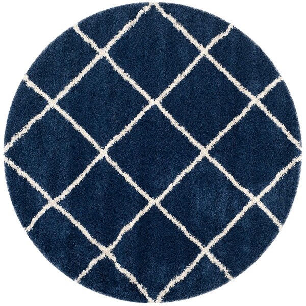 Safavieh Hudson Shag Power Loomed Round RugNavy & Ivory 7 x 7 ft. - SGH281C-7R
