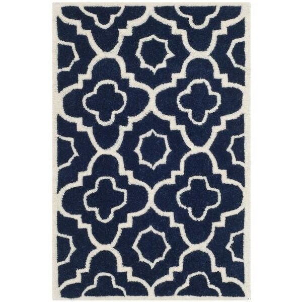 Safavieh Chatham Hand Tufted Rectangle Rug- Dark Blue - Ivory- 2 ft. 3 in. x 11 ft. - CHT750C-211