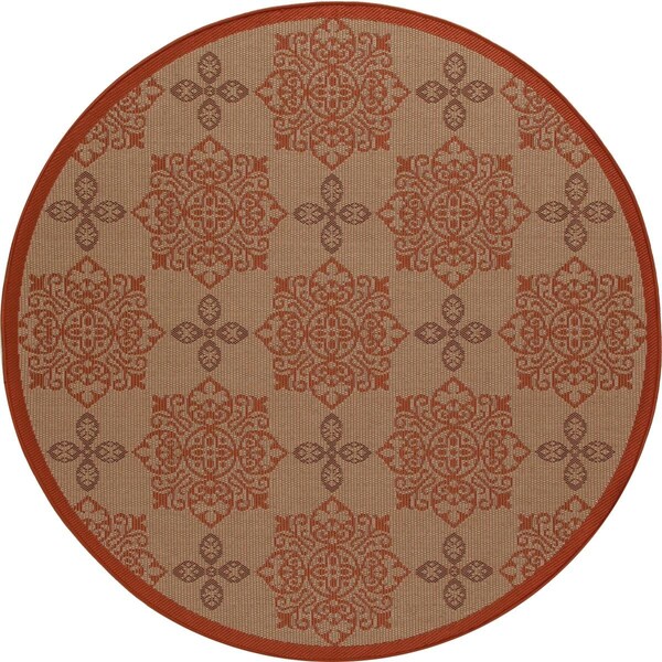 Standalone 7 ft. Plymouth Collection Milan Flat Woven Indoor & Outdoor Round Area Rug, Red - ST780091