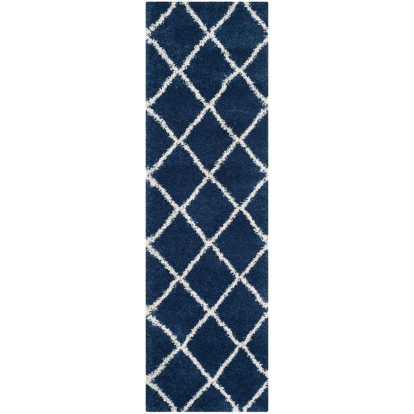 Safavieh Hudson Shag Runner Rug, Navy and Ivory - 2 ft. 3 in. x 12 ft. - SGH281C-212