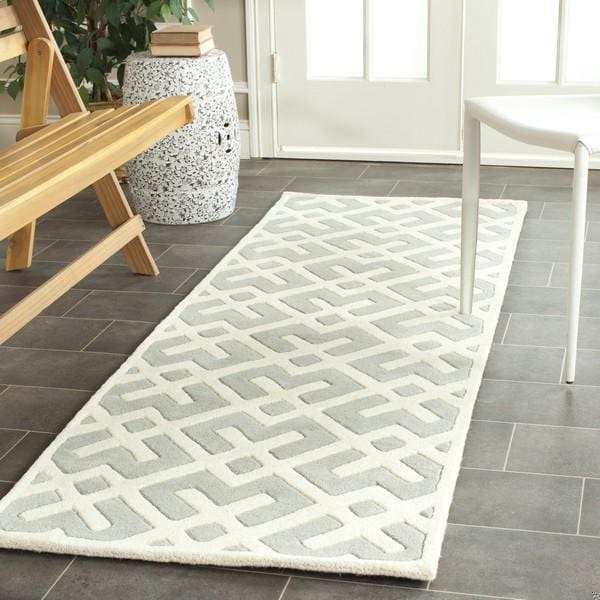 Safavieh Chatham Hand Tufted Runner Rug- Grey - Ivory- 2 ft. 3 in. x 5 ft. - CHT719E-25