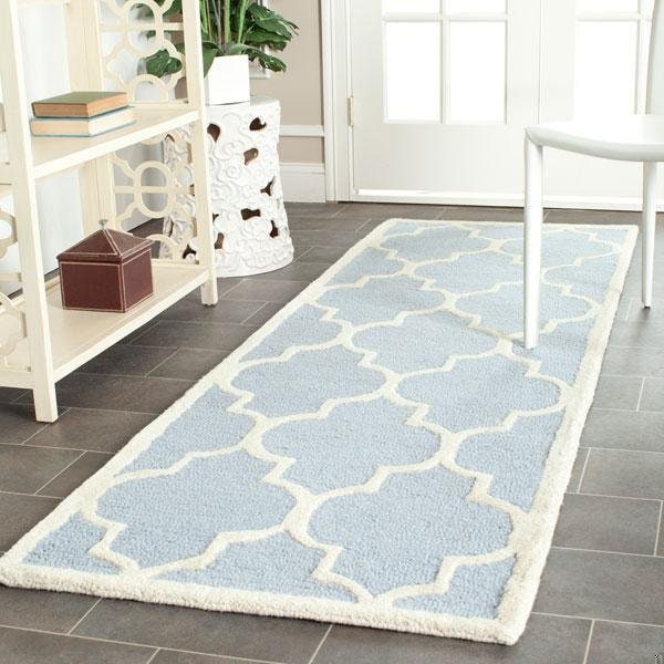 Safavieh Cambridge Hand Tufted Runner Rug- Light Blue - Ivory- 2 ft. 6 in. x 10 ft. - CAM134A-210