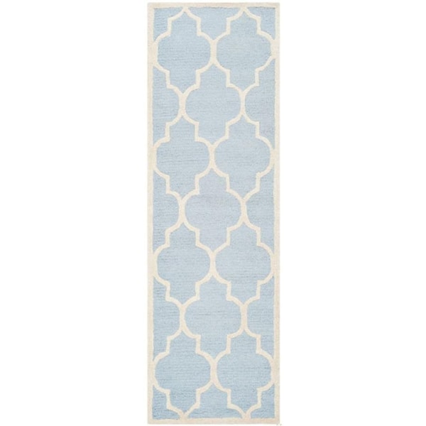 Safavieh Cambridge Hand Tufted Runner Rug- Light Blue - Ivory- 2 ft. 6 in. x 10 ft. - CAM134A-210