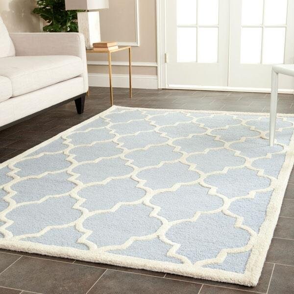 Safavieh Cambridge Hand Tufted Runner Rug- Light Blue - Ivory- 2 ft. 6 in. x 10 ft. - CAM134A-210