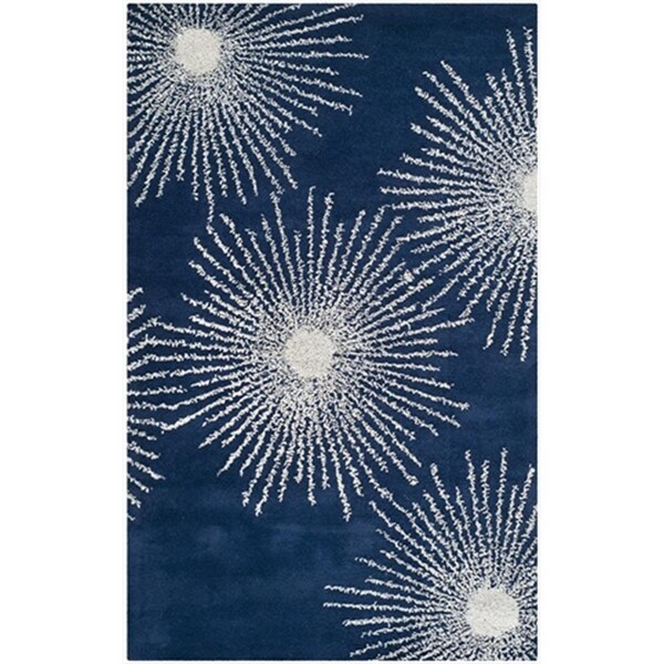 Safavieh 2 ft. 6 in. x 8 ft. Runner Contemporary Soho Dark Blue and Ivory Hand Tufted Rug - SOH712M-28