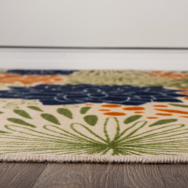 World Rug Gallery Modern Floral Circles Flatweave Indoor/Outdoor Runner Rug 2'x7' Multi - 9015MULTI2X7