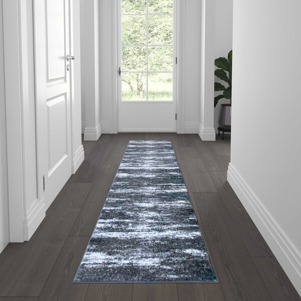 Flash Furniture 2' x 7' Turquoise Distressed Olefin Area Rug - OKR-RG1102-27-TQ-GG