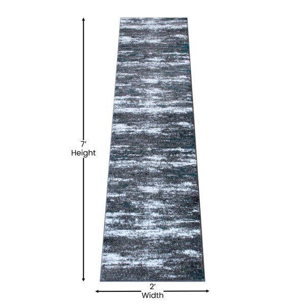 Flash Furniture 2' x 7' Turquoise Distressed Olefin Area Rug - OKR-RG1102-27-TQ-GG