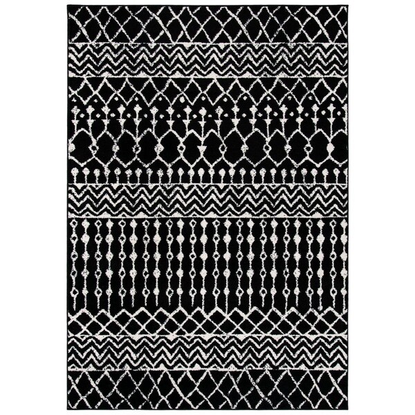 Safavieh 3 x 5 ft. Tulum 200 Power Loomed Rectangle RugBlack & Ivory - TUL270Z-3