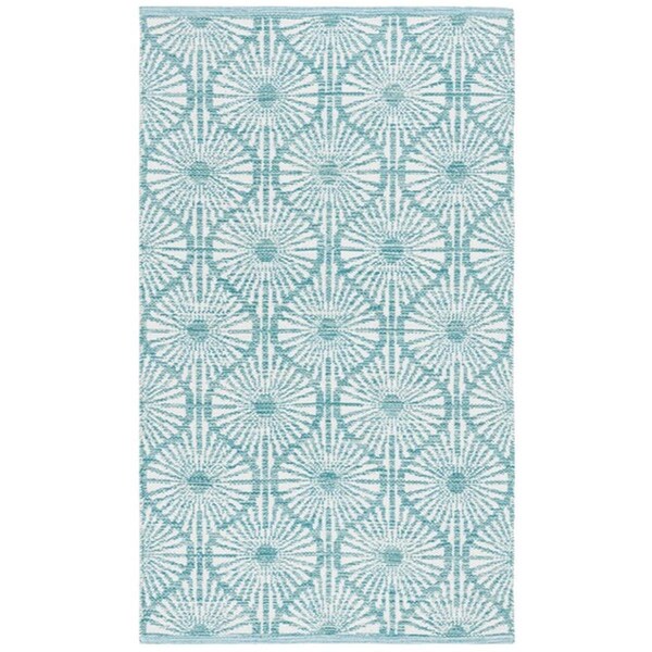 Safavieh 3 x 5 ft. Small Rectangle Montauk Hand Woven Rug, Aqua and Ivory - MTK606H-3