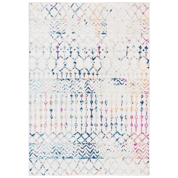 Safavieh 3 x 5 ft. Tulum 200 Power Loomed Rectangle RugIvory & Blue - TUL270C-3
