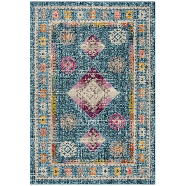 Safavieh 4 x 6 ft. Madison 300 Rectangle Power-Loomed Rug Blue & Fuchsia - MAD305R-4