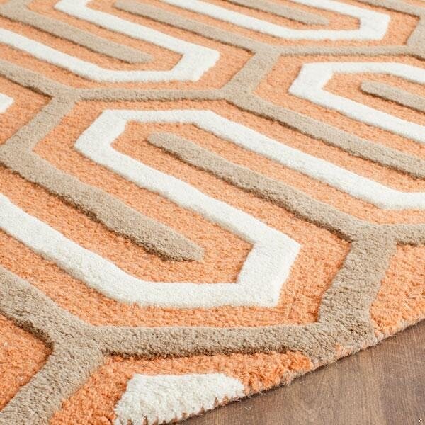 Safavieh Cambridge Hand Tufted Runner Rug- Orange - Grey- 2 ft. 6 in. x 8 ft. - CAM351Y-28