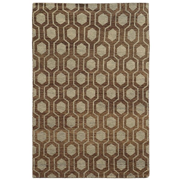 Espectaculo Maddox 5650 Hand Knotted Wool Rectangle Rug, Brown - 45 ft. x 8 ft. - ES1876622