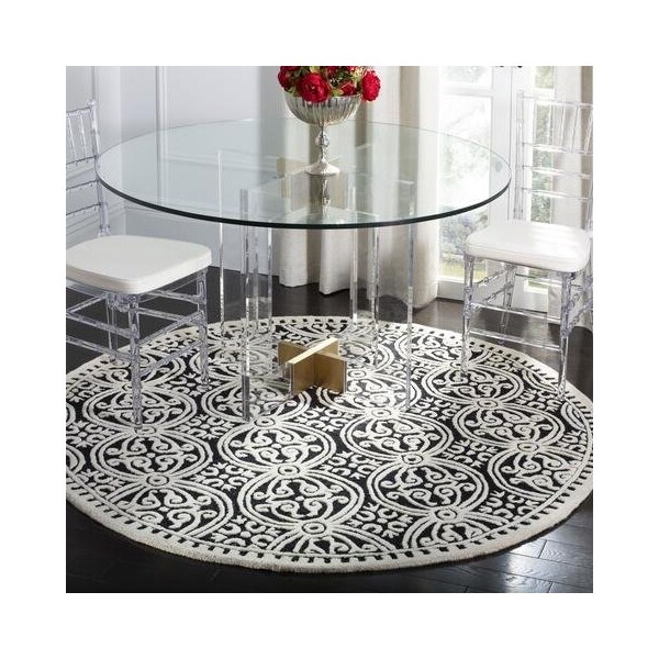 Safavieh 4 x 4 ft. Cambridge Hand Tufted Round Area RugBlack & Ivory - CAM123E-4R