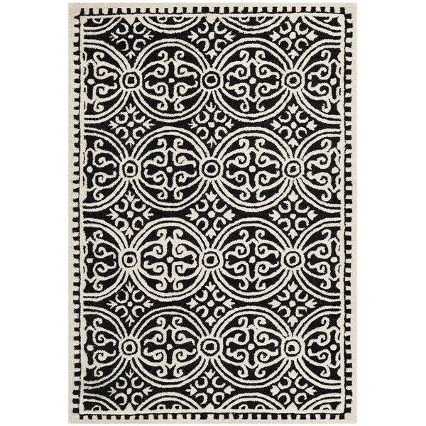 Safavieh 4 x 4 ft. Cambridge Hand Tufted Round Area RugBlack & Ivory - CAM123E-4R