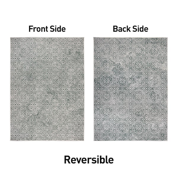 World Rug Gallery Contemporary Flowers Weather Resistant Indoor/Outdoor Runner Rug 2' x 7' Green - 4026GREEN2X7