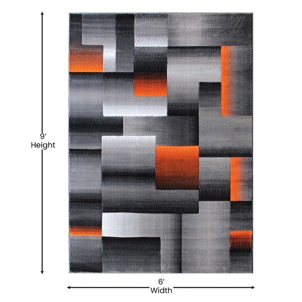 Flash Furniture Orange 6' x 9' Modern Color Blocked Area Rug - ACD-RGTRZ861-69-OR-GG
