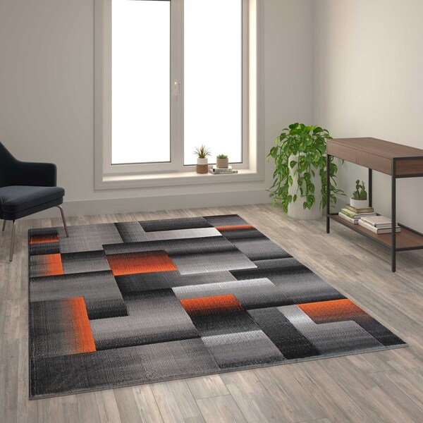 Flash Furniture Orange 6' x 9' Modern Color Blocked Area Rug - ACD-RGTRZ861-69-OR-GG