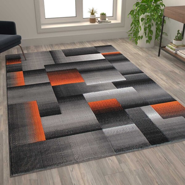 Flash Furniture Orange 6' x 9' Modern Color Blocked Area Rug - ACD-RGTRZ861-69-OR-GG