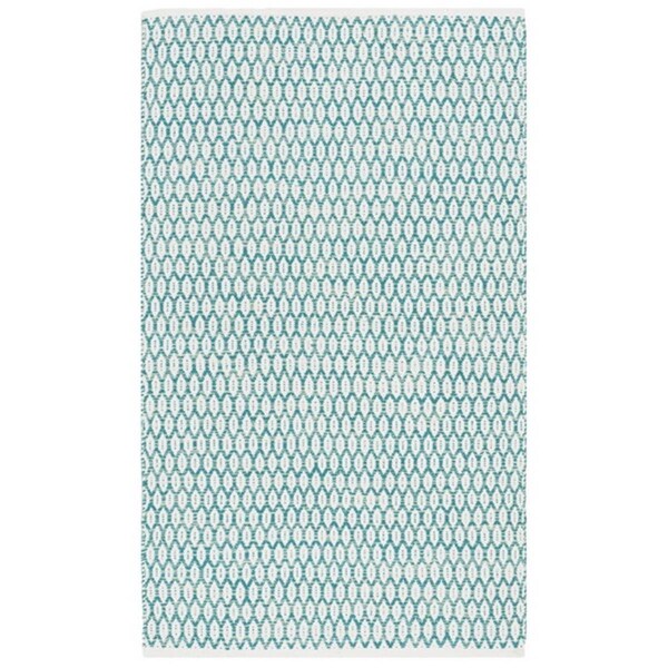Safavieh 3 x 5 ft. Small Rectangle Montauk Hand Woven Rug, Aqua and Ivory - MTK608H-3
