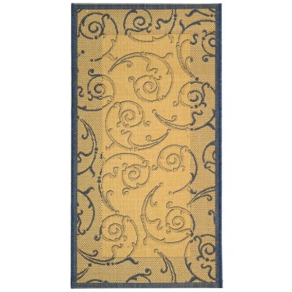 Safavieh 2 Ft. - 7 In. X 5 Ft. Small Rectangle- Indoor - Outdoor Courtyard Natural Blue Machine Made Rug - CY2665-3101-3