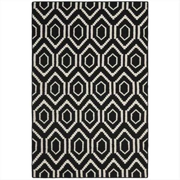 Safavieh 9 Ft. X 12 Ft. Large Rectangle Contemporary Dhurries- Black And Ivory- Flatweave Rug - DHU556L-9