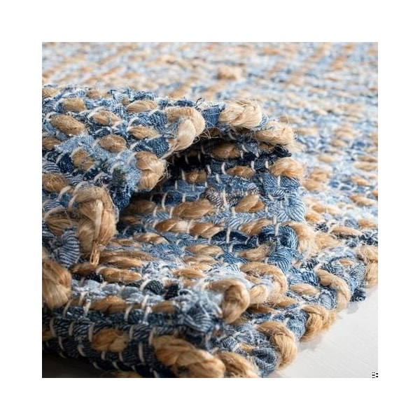 Safavieh 2 ft.-3 in. x 18 ft. Cape Cod Hand Woven Runner Area RugNatural & Blue - CAP350A-218