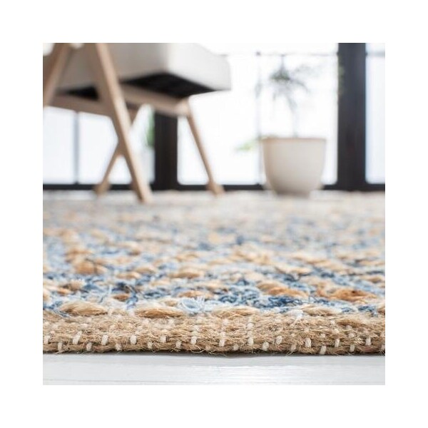 Safavieh 2 ft.-3 in. x 18 ft. Cape Cod Hand Woven Runner Area RugNatural & Blue - CAP350A-218