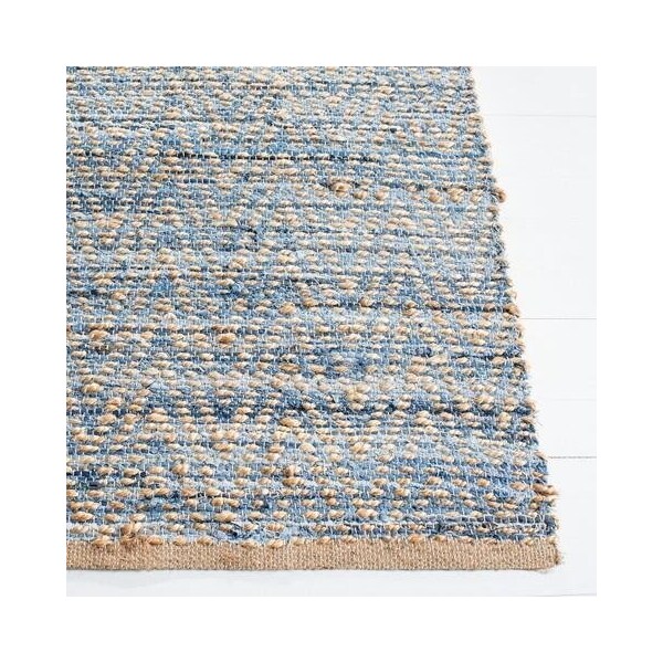 Safavieh 2 ft.-3 in. x 18 ft. Cape Cod Hand Woven Runner Area RugNatural & Blue - CAP350A-218
