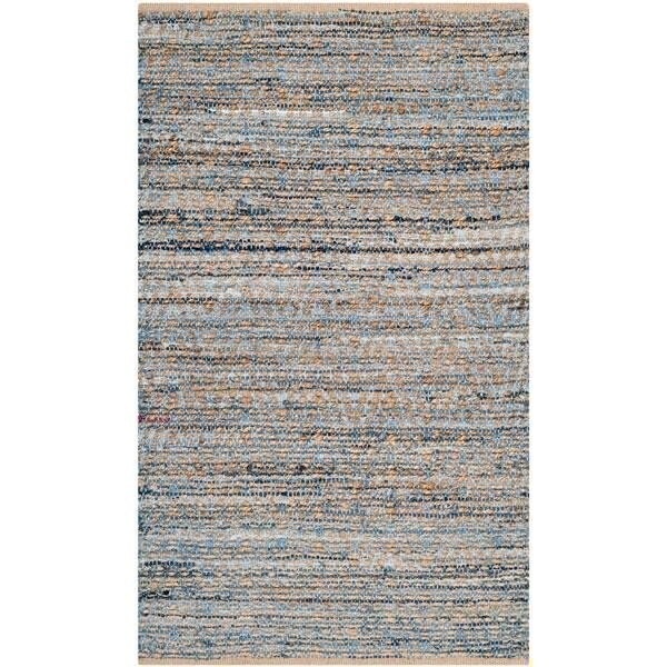 Safavieh 2 ft.-3 in. x 18 ft. Cape Cod Hand Woven Runner Area RugNatural & Blue - CAP350A-218