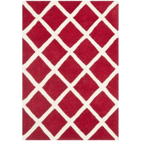 Safavieh Chatham Hand Tufted Runner Rug- Red - Ivory- 2 ft. 3 in. x 7 ft. - CHT718G-27