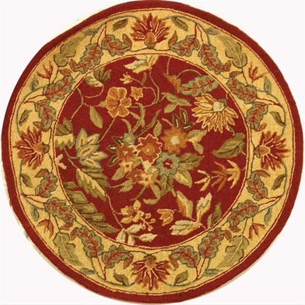 Safavieh 3 ft. x 3 ft. Round, Country and Floral Chelsea Red Hand Hooked Rug - HK141C-3R