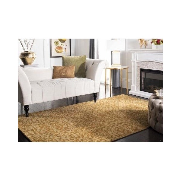 Safavieh 2 ft.-3 in. x 14 ft. Runner Traditional Antiquity- Gold and Beige Hand Tufted Rug - AT411A-214