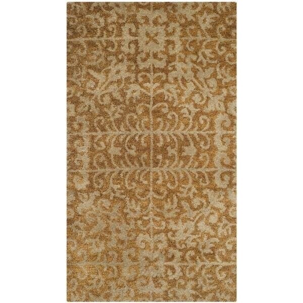 Safavieh 2 ft.-3 in. x 14 ft. Runner Traditional Antiquity- Gold and Beige Hand Tufted Rug - AT411A-214