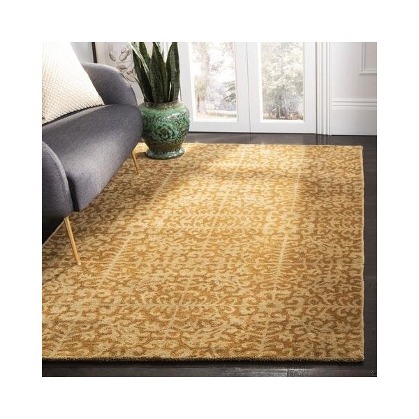Safavieh 2 ft.-3 in. x 14 ft. Runner Traditional Antiquity- Gold and Beige Hand Tufted Rug - AT411A-214