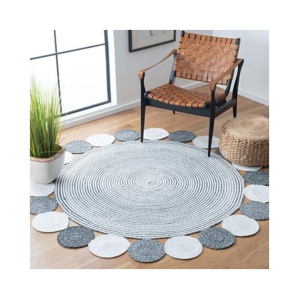 Safavieh 6 x 6 ft. Cape Cod Round Area Rug, Charcoal & Ivory - CAP231H-6R
