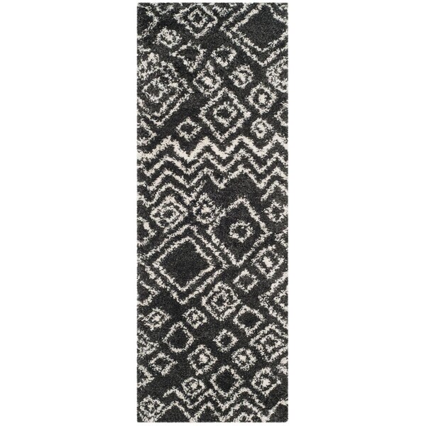 Safavieh Belize Shag Runner Rug, Charcoal and Ivory - 2 ft.-3 in. x 11 ft. - SGB488C-211