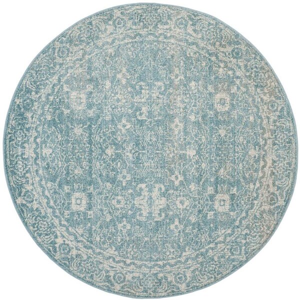 Safavieh Evoke Power Loomed Round Area RugLight Blue & Ivory 3 x 3 ft. - EVK270D-3R