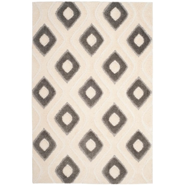 Safavieh 4 x 6 ft. Olympia Shag Power Loomed Medium Rectangle Area Rug, Cream and Grey - OSG325A-4