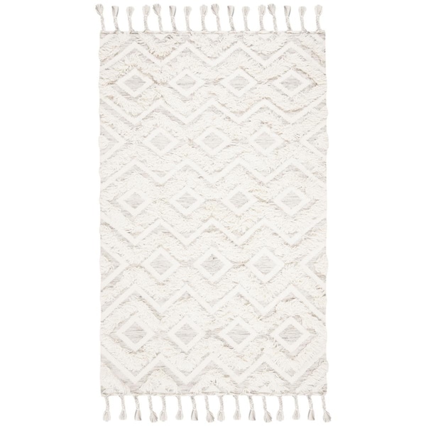 Safavieh Hand Knotted 9 x 12 ft. Kenya Bohemian RugGrey & Ivory Rectangle - KNY605F-9