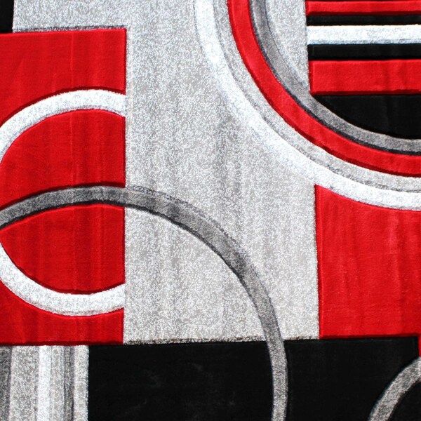 Flash Furniture Red 5' x 5' Geometric Abstract Area Rug - KP-RG953-55-RD-GG