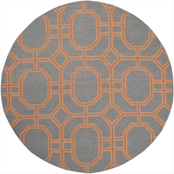 Safavieh 6 X 6 Ft. Round- Contemporary Dhurries Blue And Orange Flatweave Rug - DHU860B-6R