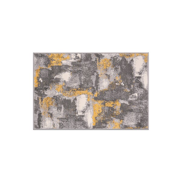 World Rug Gallery Brighton Modern Abstract Area Rug 2'x3' Yellow - 4056YELLOW2X3