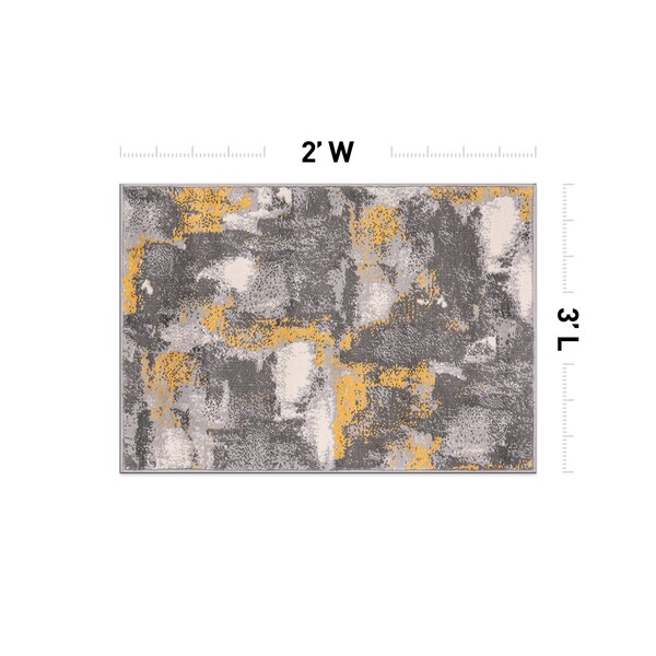 World Rug Gallery Brighton Modern Abstract Area Rug 2'x3' Yellow - 4056YELLOW2X3
